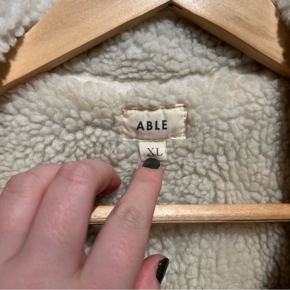 Able Adriena Blue Jean Jacket Shearling Collar XL - Picture 5 of 8